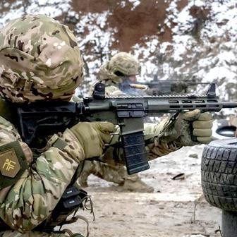 Ukrainian servicemen attend a military exercise between combat missions, in Kharkiv region