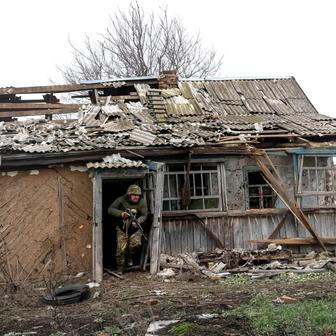Ukrainian serviceman attends a military exercise between combat missions in Kharkiv region