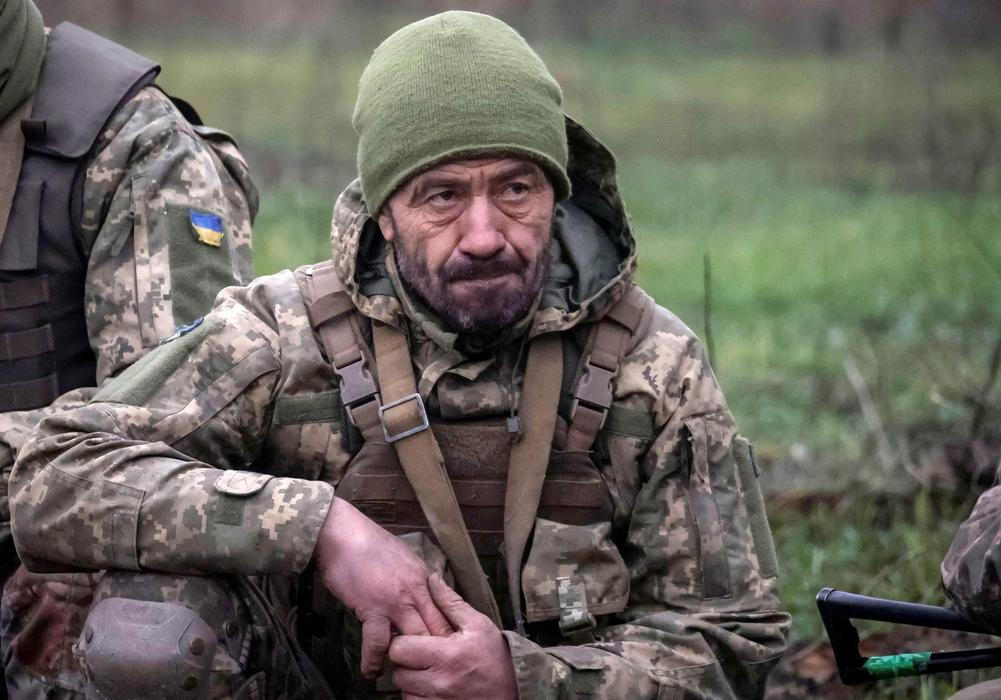 Ukrainian serviceman attends a military exercise between combat missions in Kharkiv region