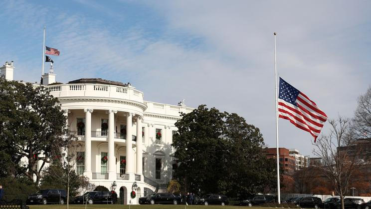 Flag at half staff at the White House in Washington
