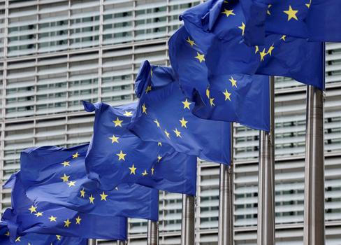 FILE PHOTO: FILE PHOTO: European Union flags flutter outside the EU Commission headquarters in Brussels