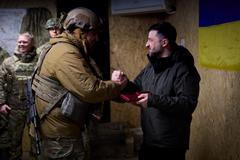 Ukraine's President Zelenskiy visits the frontline town of Kupiansk