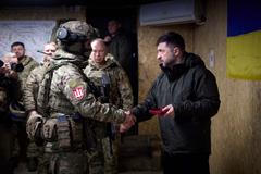 Ukraine's President Zelenskiy visits the frontline town of Kupiansk
