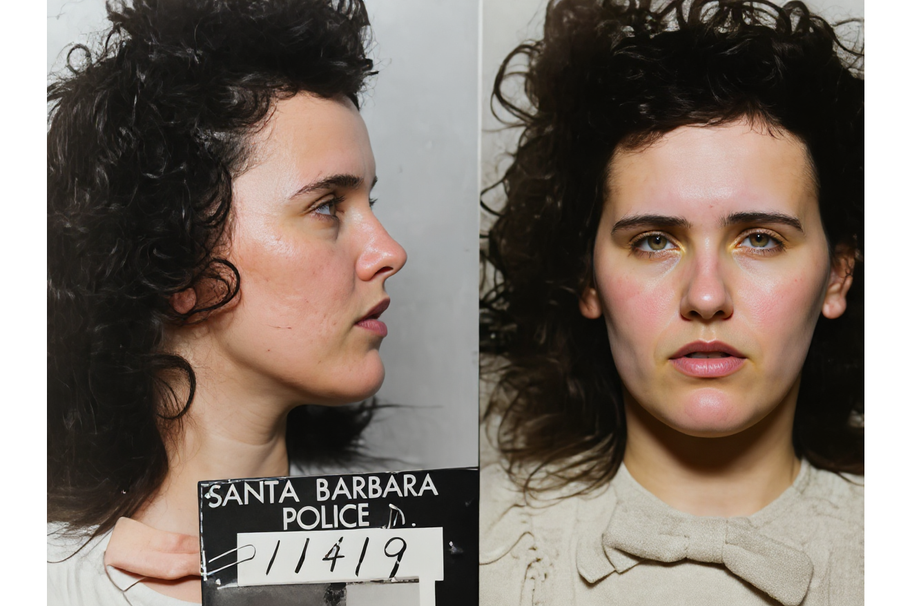 Policejní snímek Elizabeth Short ze Santa Barbary (23. 9. 1943). Otisky z tohoto zatčení umožnily v roce 1947 identifikaci jejího těla za 56 minut.