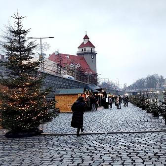 Vánoční trhy na náplavce u Moravy v Olomouci, 5. prosince 2025.