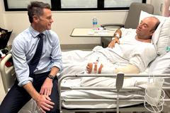 NSW Premier Chris Minns visits Ahmed al Ahmed at the hospital, in Sydney