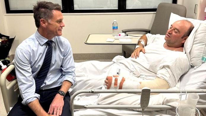 NSW Premier Chris Minns visits Ahmed al Ahmed at the hospital, in Sydney