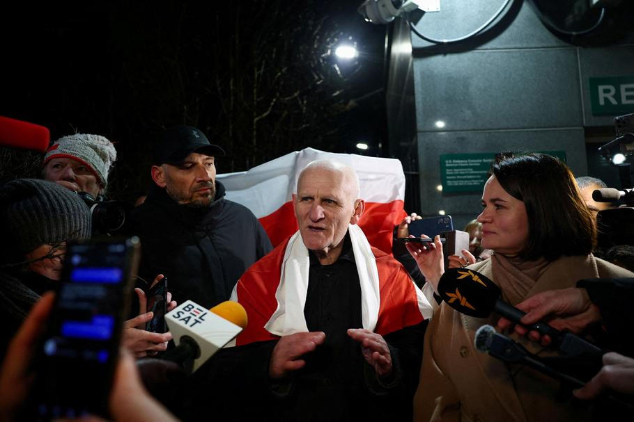 FILE PHOTO: Prisoners released from Belarus arrive at the U.S. embassy in Vilnius