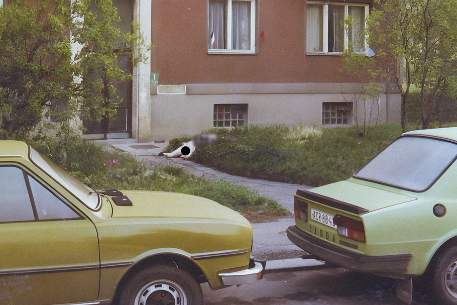 Místo nálezu zavražděné lékařky Věry F. v Zelenečské ulici v Hloubětíně, 4. května 1985. Byla druhou obětí spartakiádního vraha Jiřího Straky.