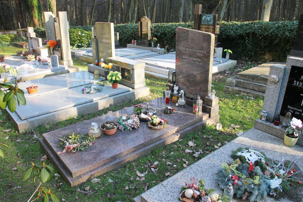 Hrob hudebního skladatele Karla Svobody (1938-2007) na lesním hřbitově v Aldašíně u Jevan.