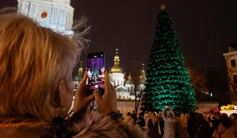 Ukraine's main Christmas tree is illuminated in Kyiv