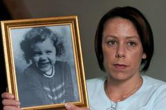 Natasha Lee with her picture of her little sister 2 year old Katrice Lee who was abducted in Germany in 1981 pic mike walker, 2007