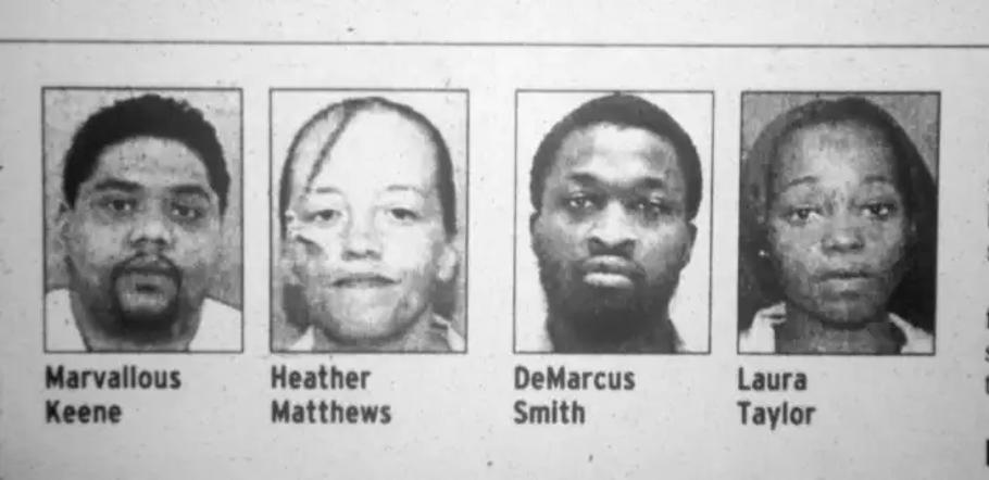 Na snímku zleva: devatenáctiletý Marvallous Keene (vůdce gangu), šestnáctiletá Heather Matthewsová, sedmnáctiletý DeMarcus Smith a šestnáctiletá Laura Taylorová. 