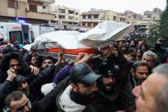 Funeral of several people who were killed in an explosion at a mosque of the Alawite minority sect yesterday, Syrian state news agency SANA said, in Homs