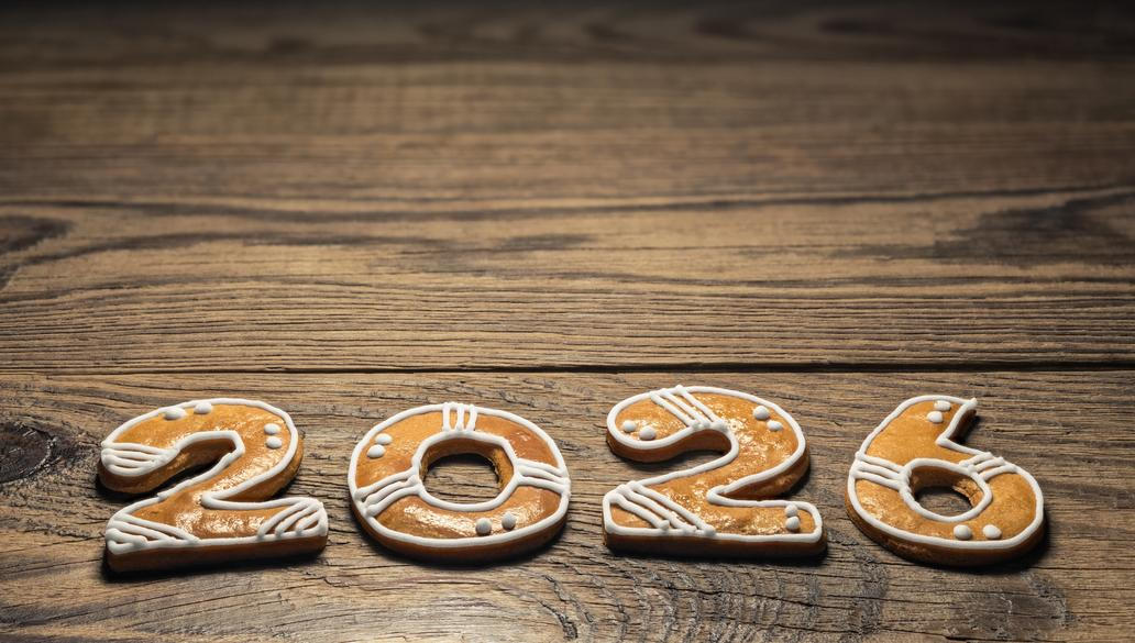 Closeup,Of,Gingerbread,2026,Number,For,New,Year,Greetings,On