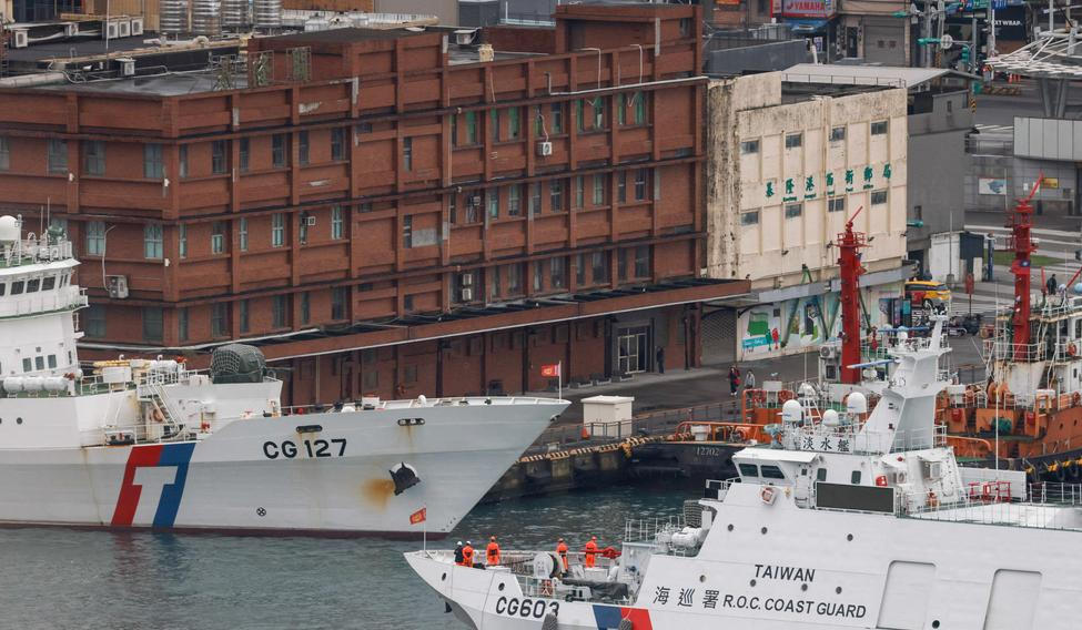 Taiwan Coast Guard patrol vessels are stationed in Keelung, as China conducts "Justice Mission 2025" military drills around Taiwan