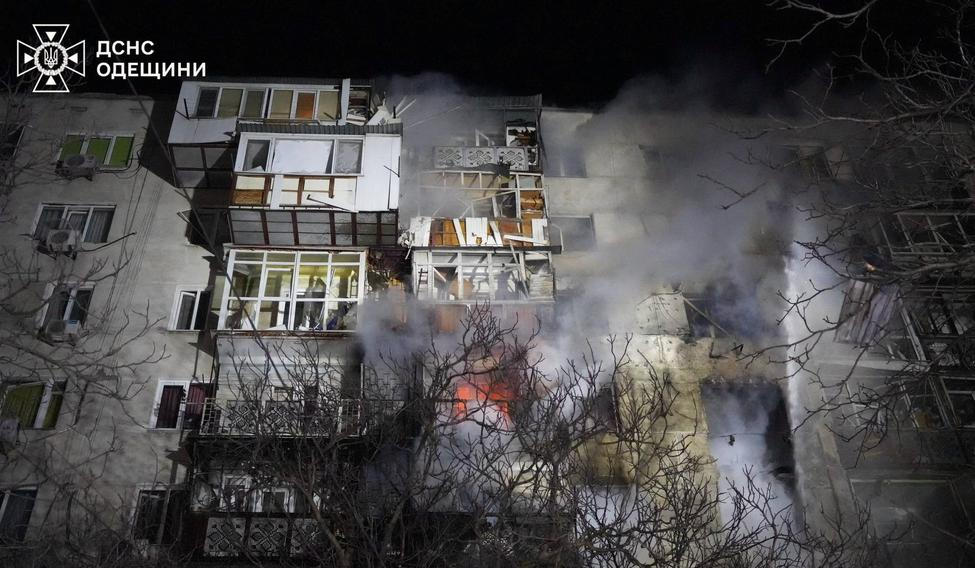 Aftermath of a Russian drone attack in Odesa