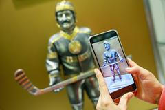 Běloruský vůdce Alexandr Lukašenko zpodobněný jak hokejista