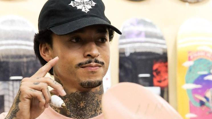 SHANGHAI, CHINA - OCTOBER 17: American skateboarder Nyjah Huston poses for a photo during a fan meeting on October 17, 2