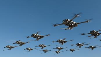 Armed,Drones,Are,Moving,Towards,The,Battlefield,,Futuristic,Aerial,Attack