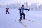 cross-country skiing in snowy landscape, Finland, Oulu, Kuusamo