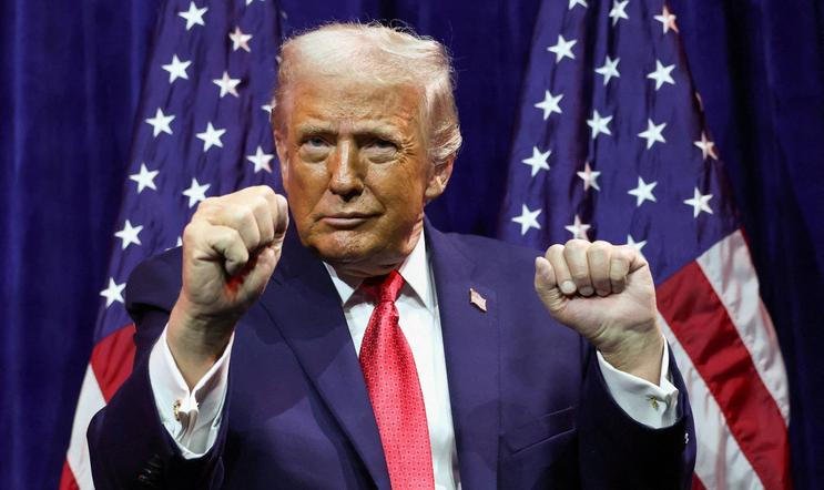 FILE PHOTO: U.S. President Donald Trump addresses House Republicans at the Kennedy Center in Washington