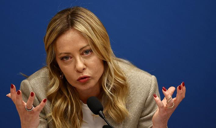 Italy's Prime Minister Giorgia Meloni attends her end-of-year press conference in Rome