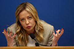 Italy's Prime Minister Giorgia Meloni attends her end-of-year press conference in Rome