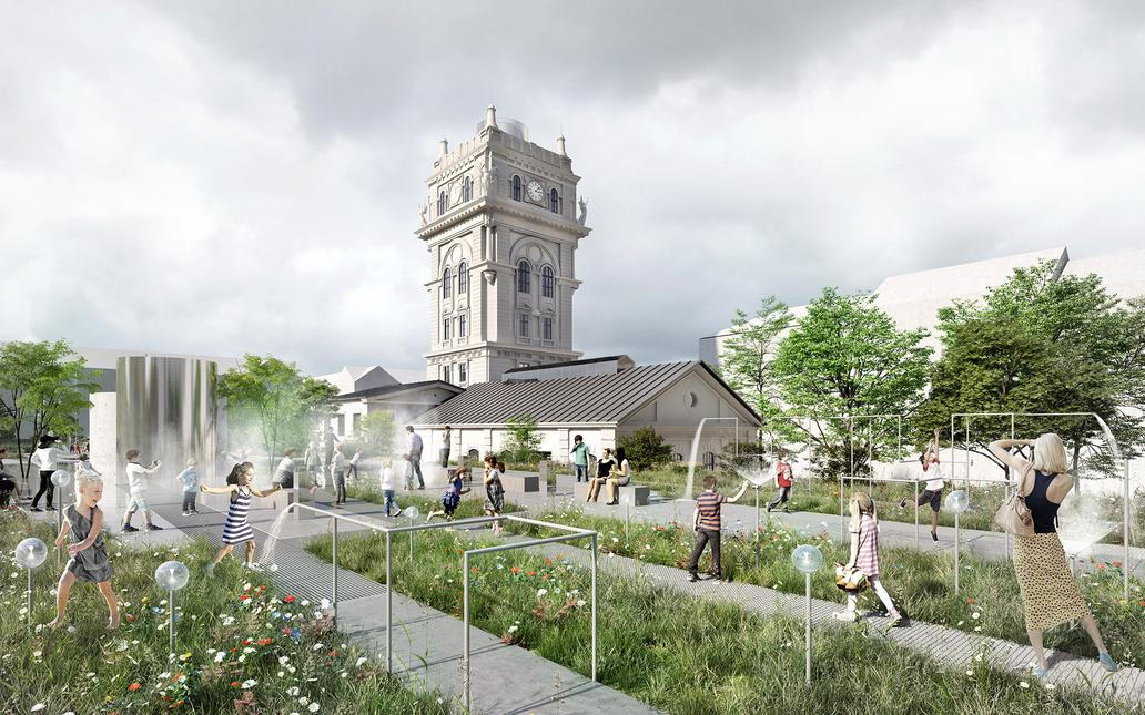 Součástí projektu bude také revitalizace celého areálu na nový veřejný prostor s vodními prvky a ukázkami různých forem vody v městském i přírodním prostředí. 