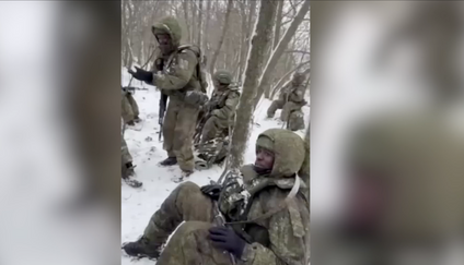 Skupinka afrických vojáků v ruské armádě