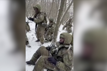 Skupinka afrických vojáků v ruské armádě