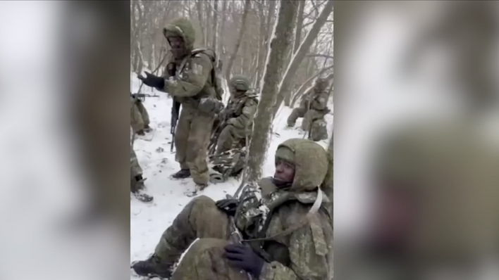 Skupinka afrických vojáků v ruské armádě