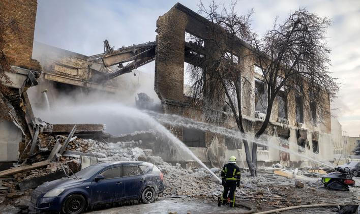 Aftermath of a Russian drone attack in Kyiv