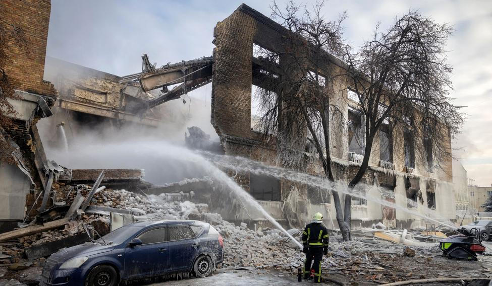 Aftermath of a Russian drone attack in Kyiv