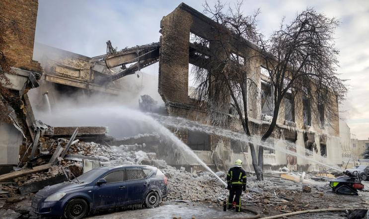 Aftermath of a Russian drone attack in Kyiv