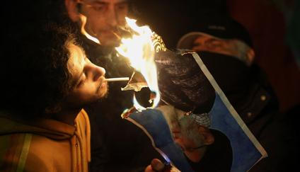 Protest outside the Iranian embassy in support of nationwide protests in Iran, in London