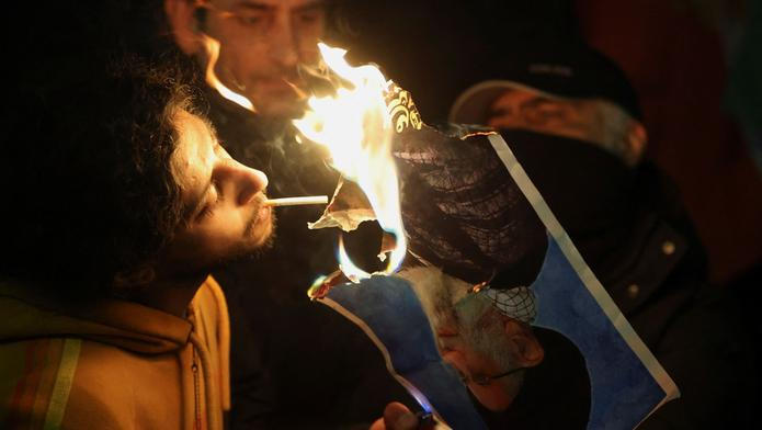 Protest outside the Iranian embassy in support of nationwide protests in Iran, in London