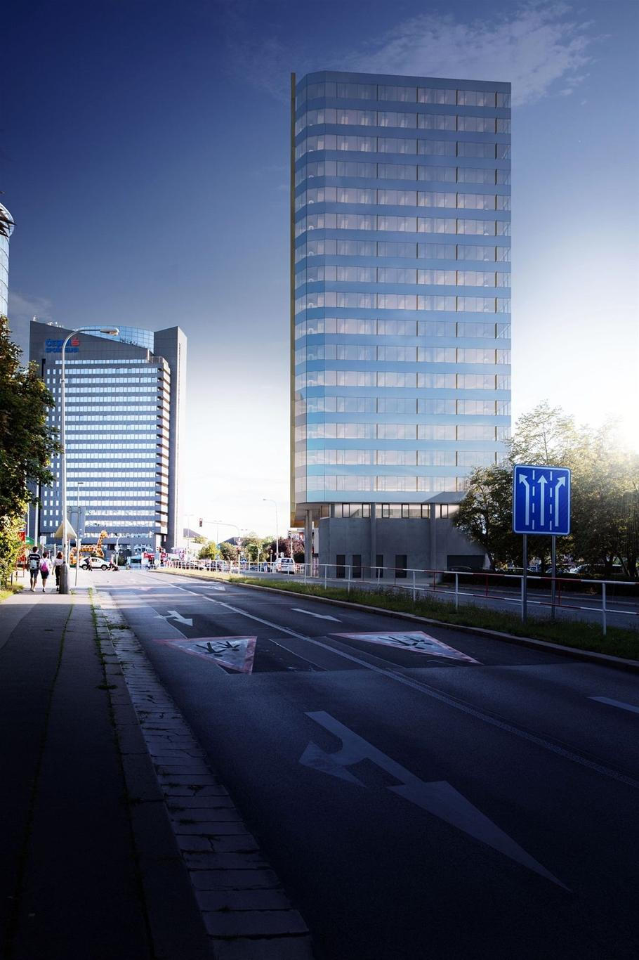 Vizualizace mrakodrapu na Budějovické.