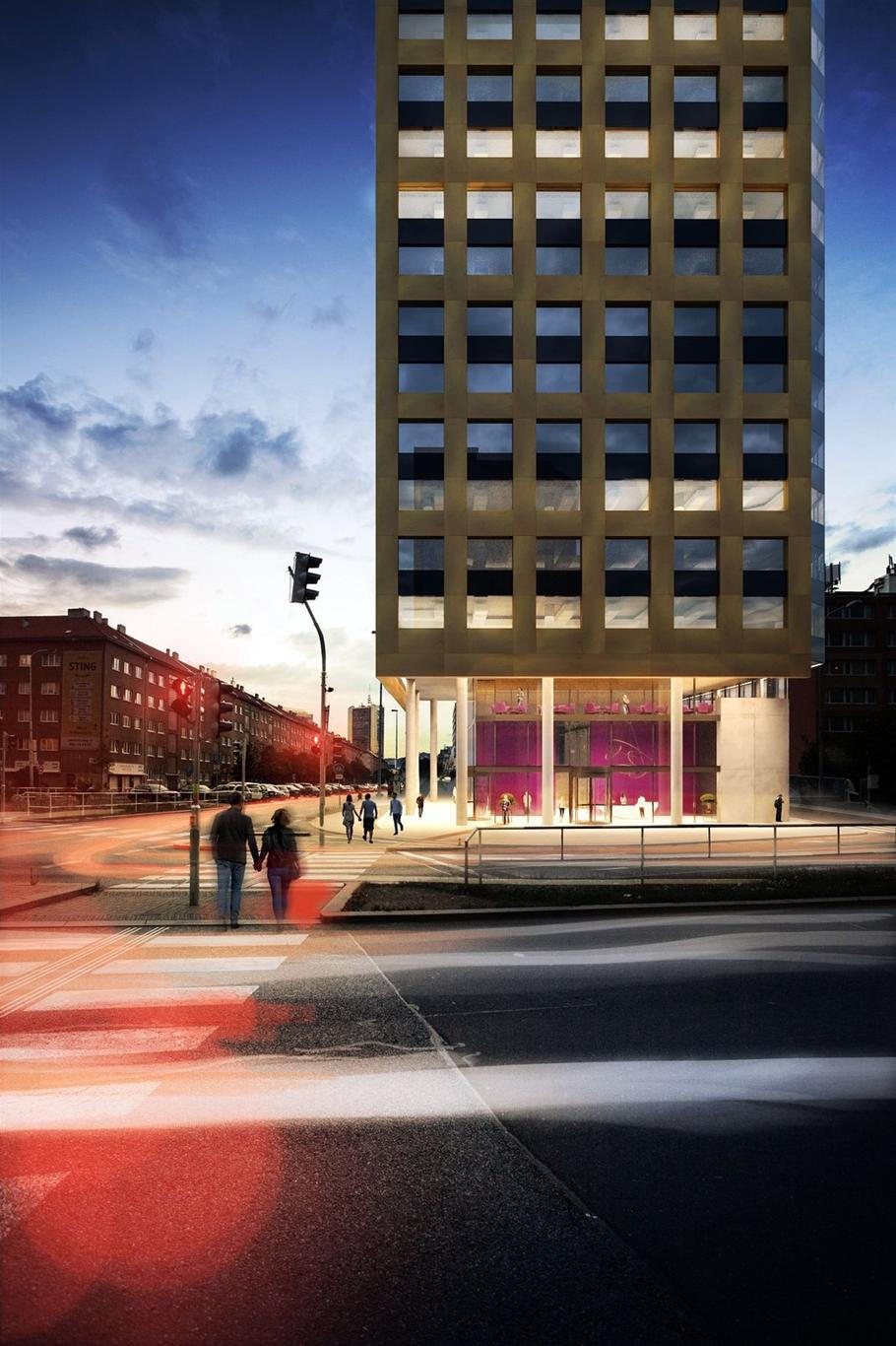 Vizualizace mrakodrapu na Budějovické.