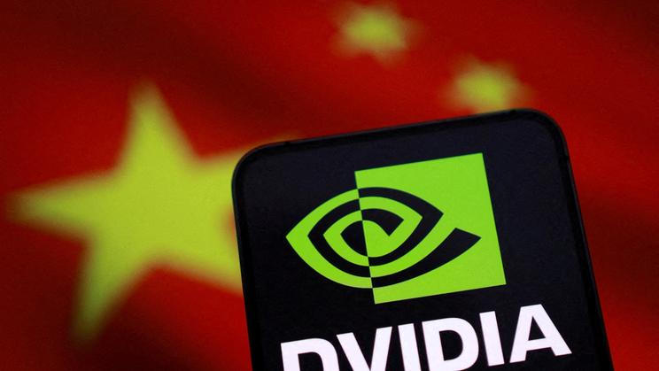 FILE PHOTO: Illustration shows Nvidia logo and Chinese flag