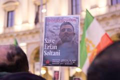 Rome, Italy. 13th Jan, 2026. A sit-in in Piazza della Repubblica in Rome was organized by the Italy-Iran Association in solidarity with the Iranian people's protests against the Ayatollah regime. Credit: Independent Photo Agency/Alamy Live News