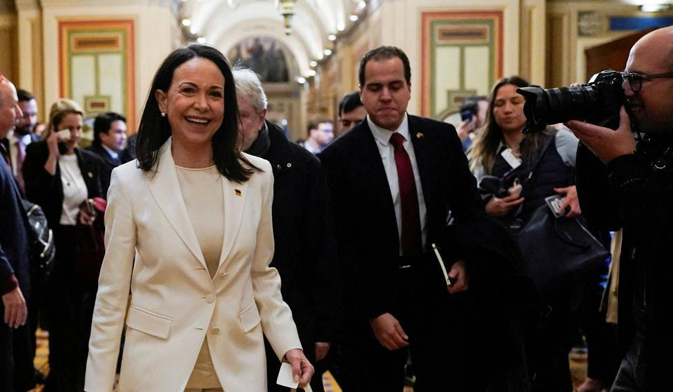 Venezuelan opposition leader Maria Corina Machado meets with U.S. senators on Capitol Hill in Washington