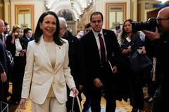 Venezuelan opposition leader Maria Corina Machado meets with U.S. senators on Capitol Hill in Washington