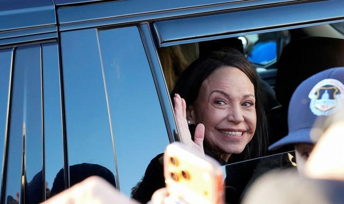 Venezuelan opposition leader Maria Corina Machado meets with U.S. senators on Capitol Hill in Washington