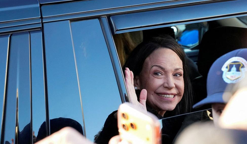 Venezuelan opposition leader Maria Corina Machado meets with U.S. senators on Capitol Hill in Washington