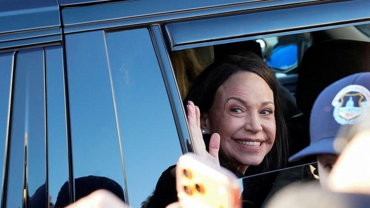 Venezuelan opposition leader Maria Corina Machado meets with U.S. senators on Capitol Hill in Washington