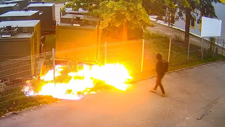 Žhářský útok v Litvě, září 2024.