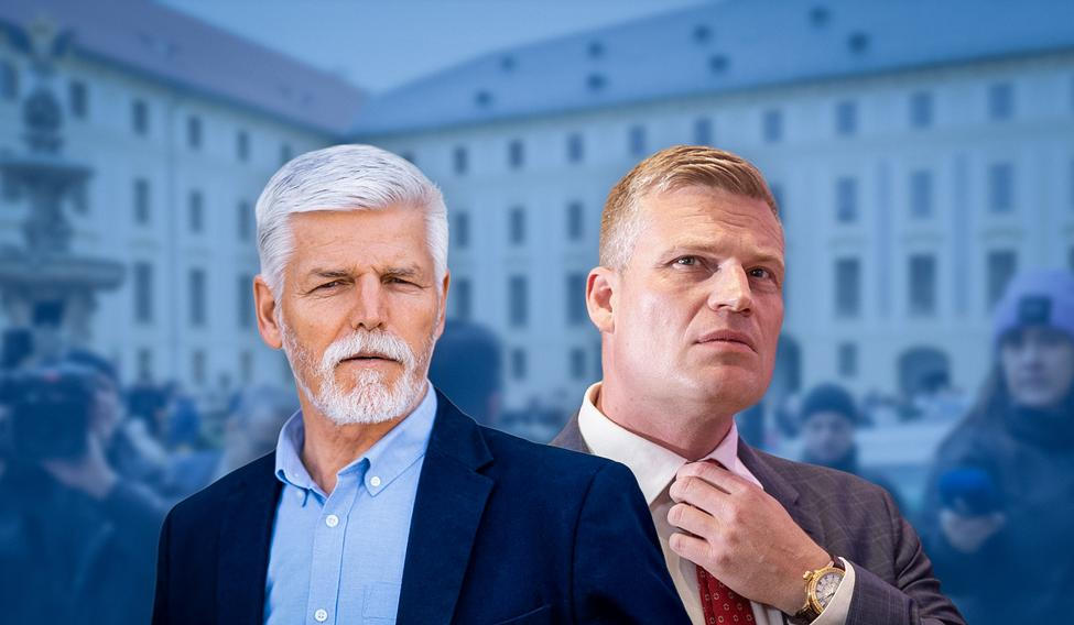 Prezident Petr Pavel (vlevo) a kontroverzní kandidát Motoristů na ministra Filip Turek na koláži Aktuálně.cz