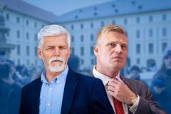 Prezident Petr Pavel (vlevo) a kontroverzní kandidát Motoristů na ministra Filip Turek na koláži Aktuálně.cz