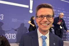 Šťastný Martin Kupka těsně poté, co jej delegáti kongresu ODS zvolili novým předsedou této strany.